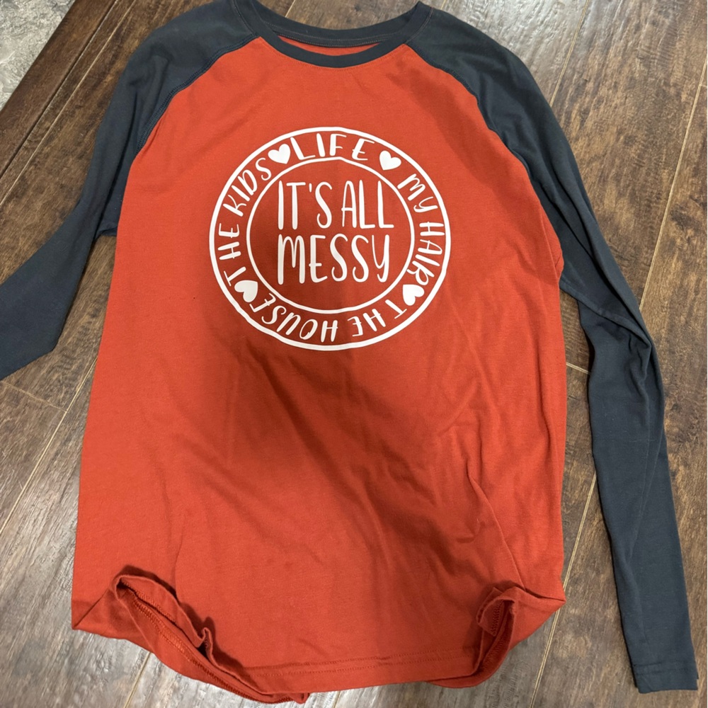 Red and Black Graphic Long Sleeve Shirt
